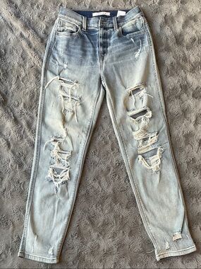 eunina Light Blue Distressed Boyfriend Jeans